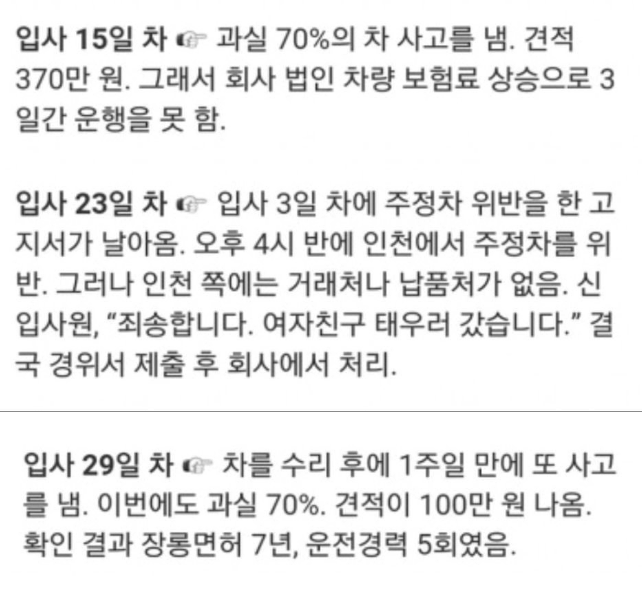 55일동안 1억 피해입히고 퇴사한 직원