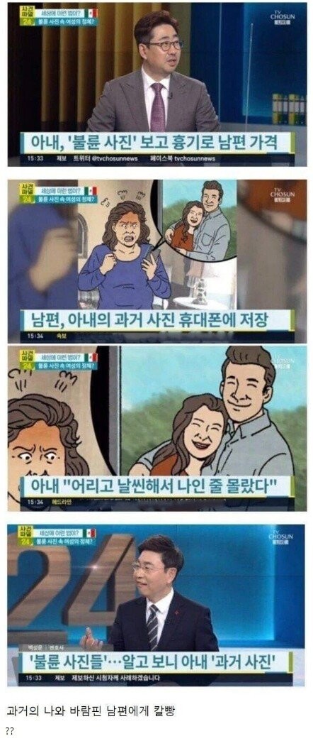 아내가 불륜사진 보고 흉기로 남편을 가격