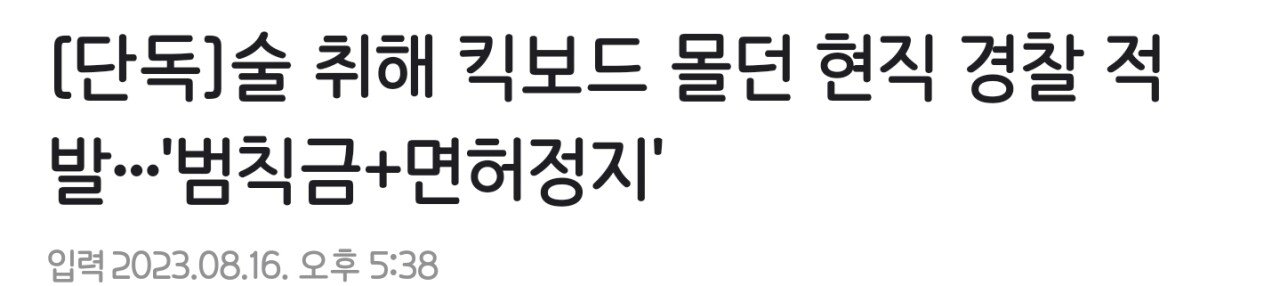 [단독] 술 취해 킥보드 몰던 현직 경찰 적발…'범칙금+면허정지'