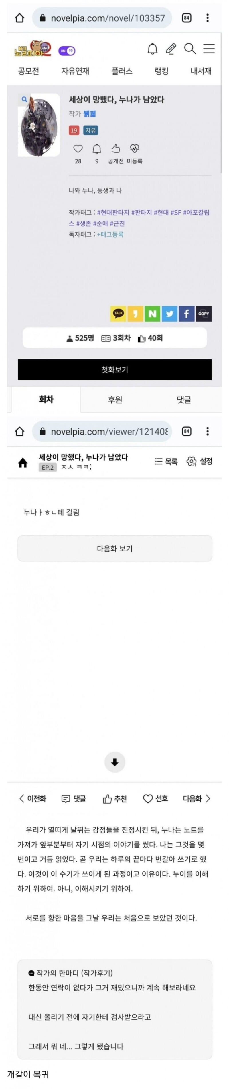 근친물 쓰다 누나에게 걸린 작가의 최후