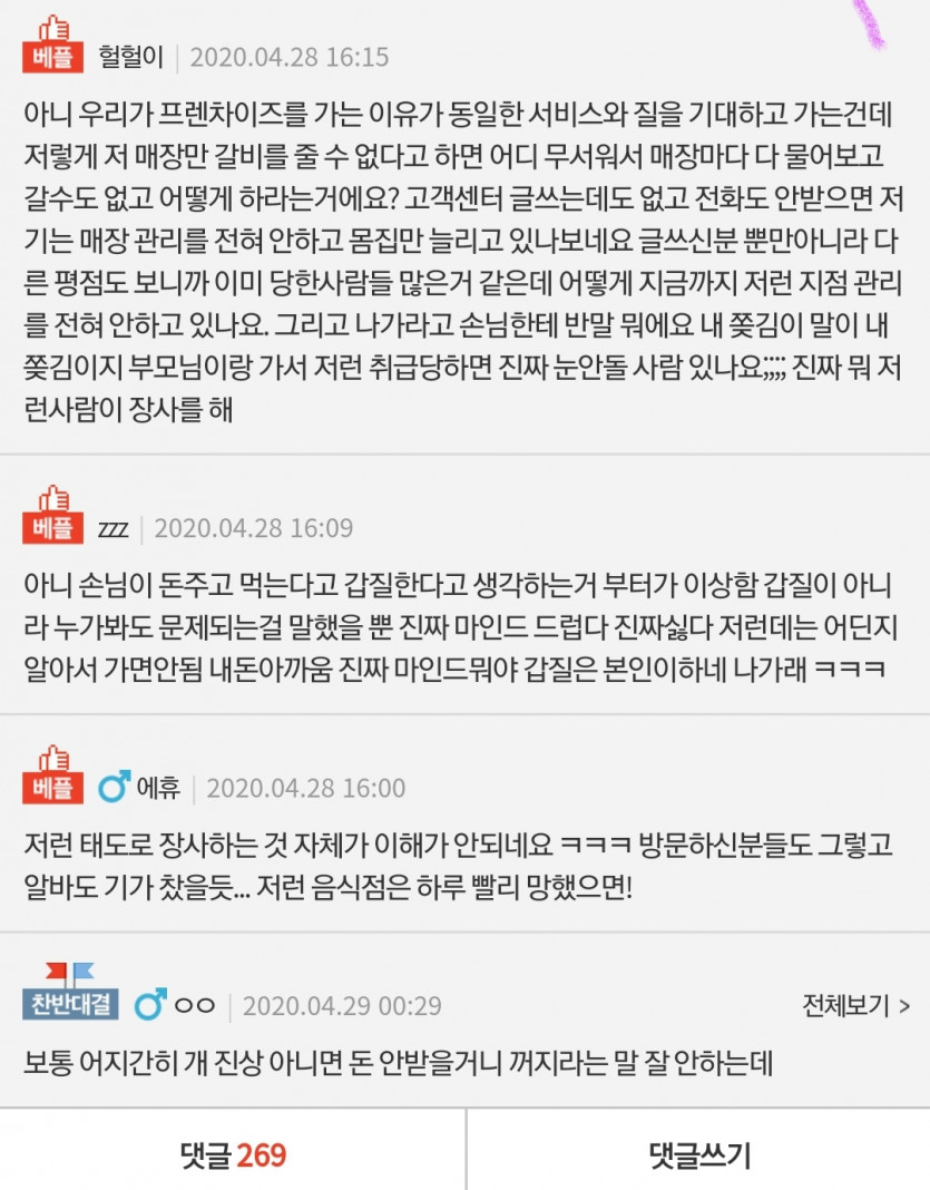 명륜진사갈비에서 문전박대 당한 사람