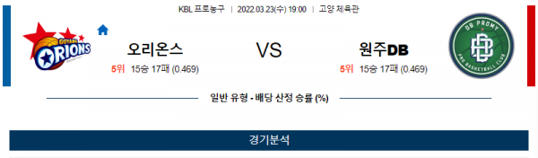 3월 23일 고양 오리온 원주DB KBL 농구 분석