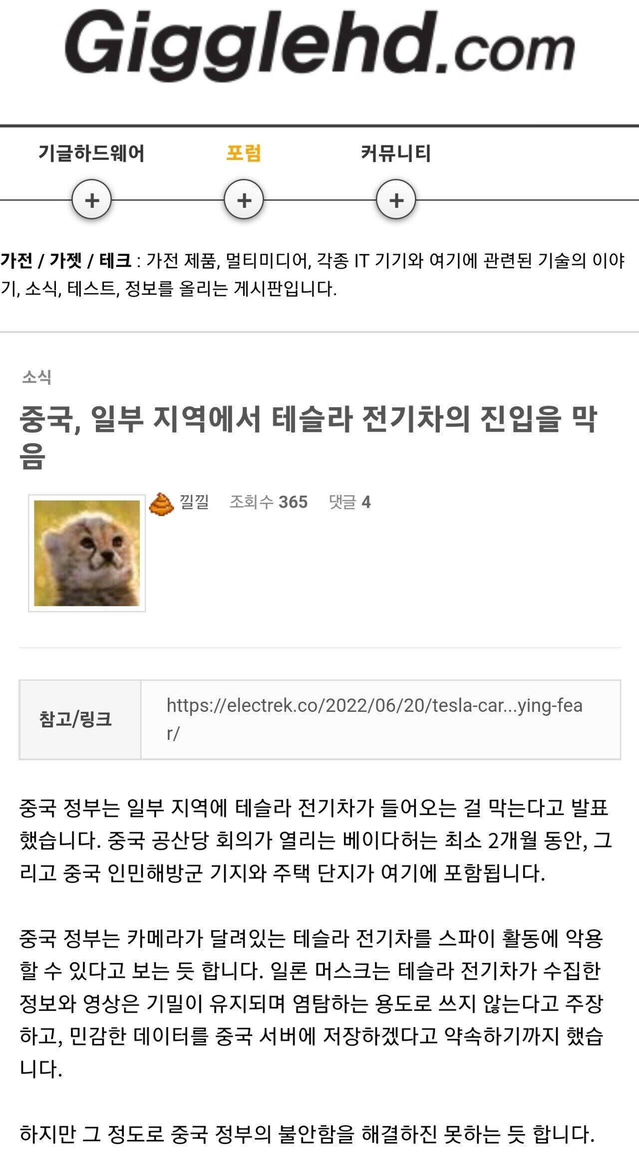 중국 일부지역에서 테슬라 전기차 진입을 막음