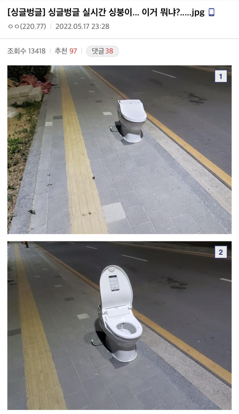 길거리에서 변기를 발견한 디시인