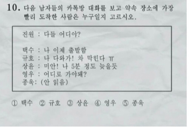 이 중 가장 빨리 도착하는 사람은?