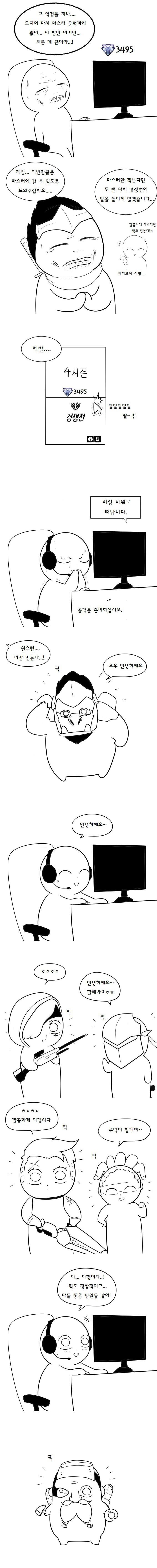 오버워치 경쟁전 마스터 가는 만화 (스압,실제상황)