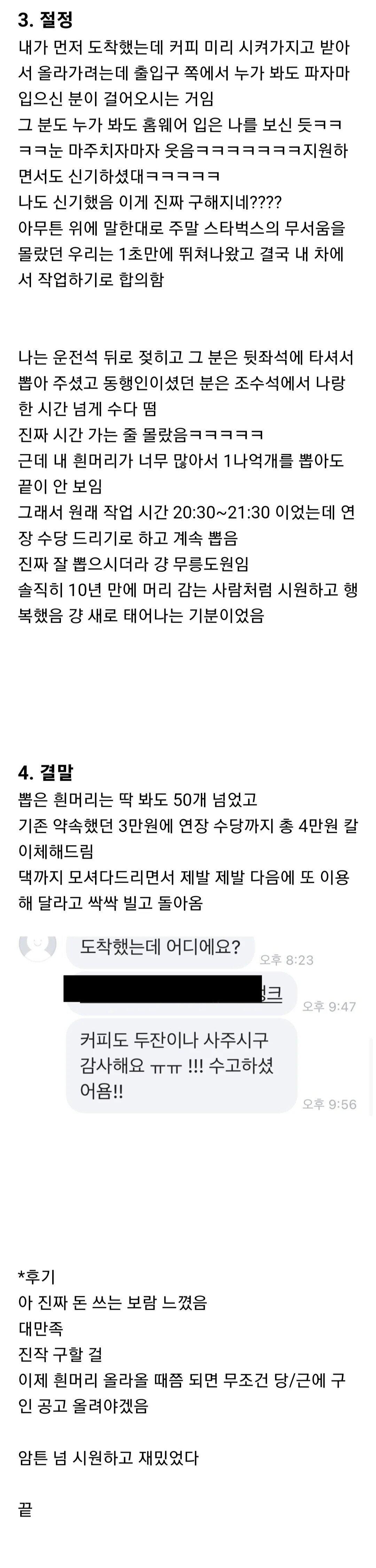 흰머리 뽑는 알바 채용 후기